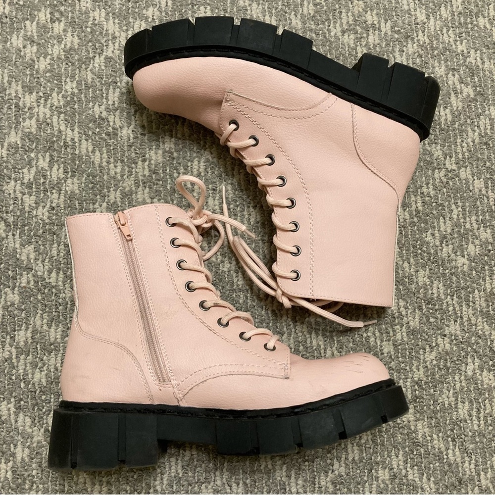 Mix No 6 Baby Pink Combat Boots